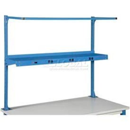 GLOBAL EQUIPMENT Steel Riser Shelf W/ Outlet, 48"W x 12"D, Blue 249294ABL